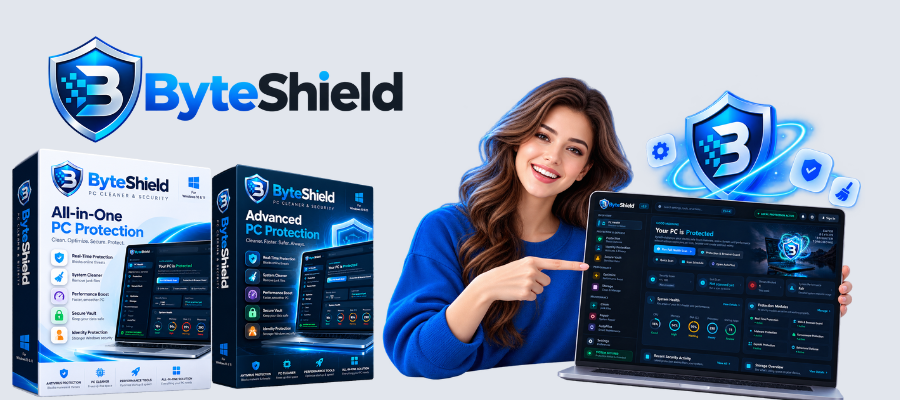 ByteShield Antivirus, PC Cleaner & Security - Windows 10 & 11 Protection Suite